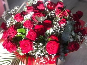 36 luxury Red roses and Gypsophila