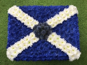 Scottish flag. Thistle spray.